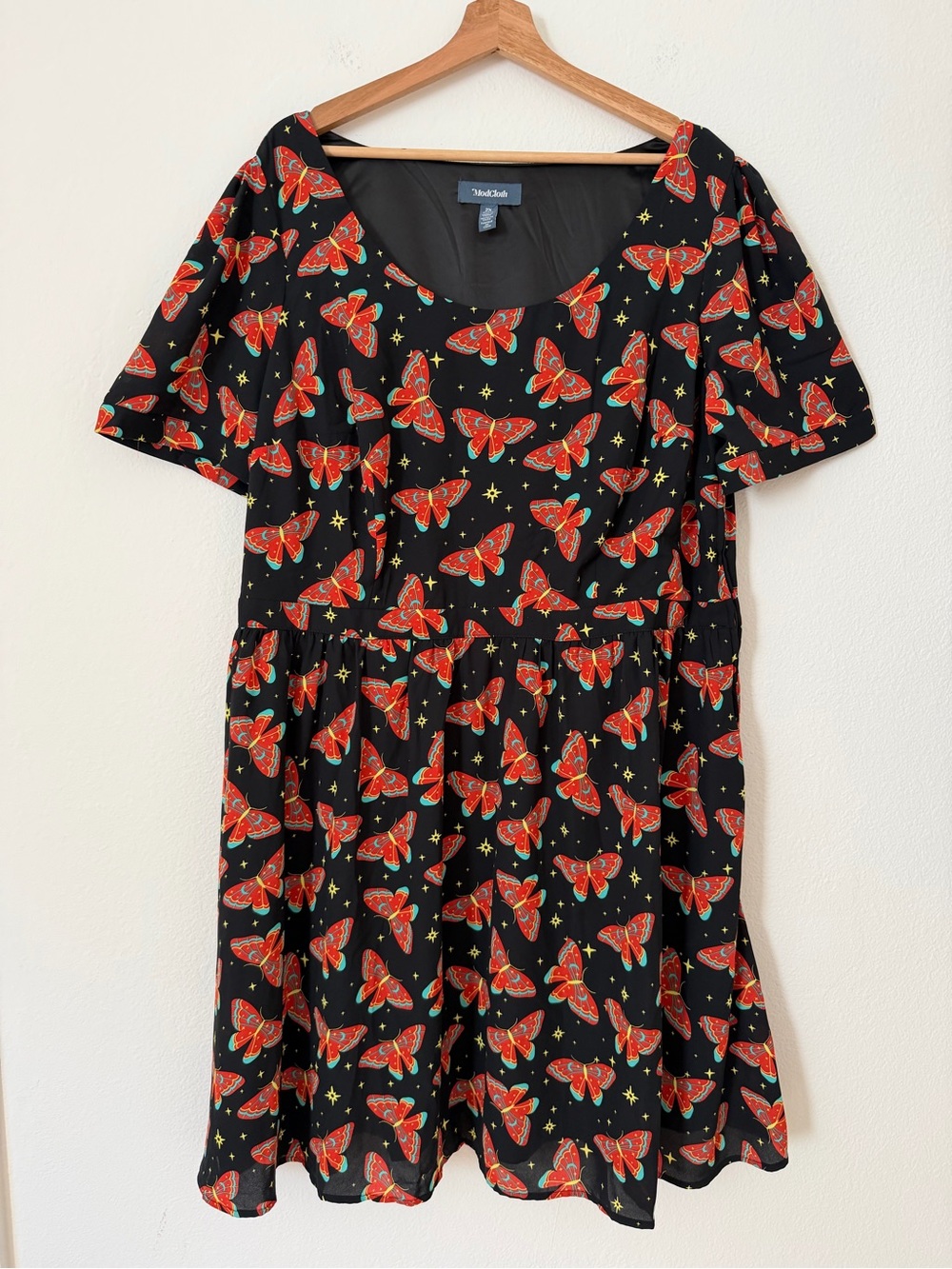 ModCloth Butterfly What’s the Scoop A Line Mini Dress Plus Size 2X Novelty Print
